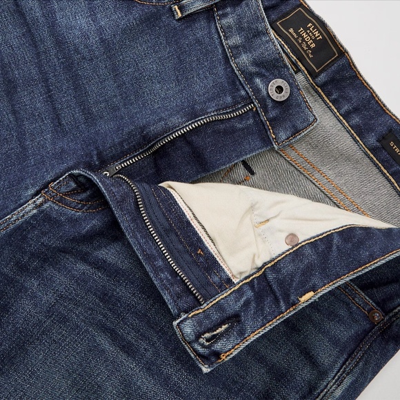 Flint and Tinder Japanese Stretch Selvedge Denim Straight Cut Medium Wash - Picture 3 of 6